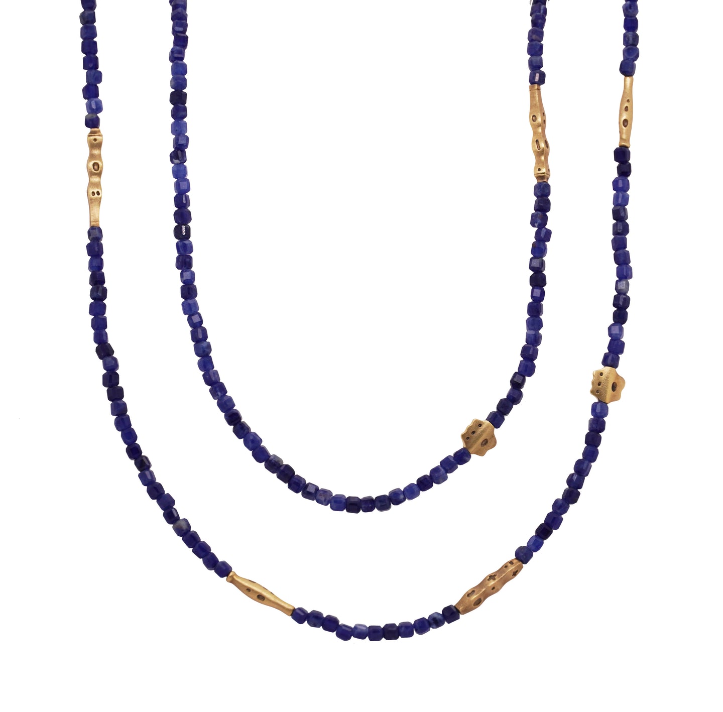 Sodalite & Yellow Gold Beaded Necklace