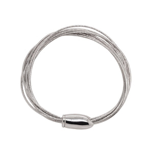 Rhodium Plated Silver Thin DNA Spring Bracelet