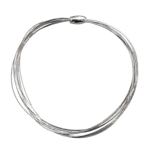 DNA Spring Rhodium Plated Silver Thin Necklace