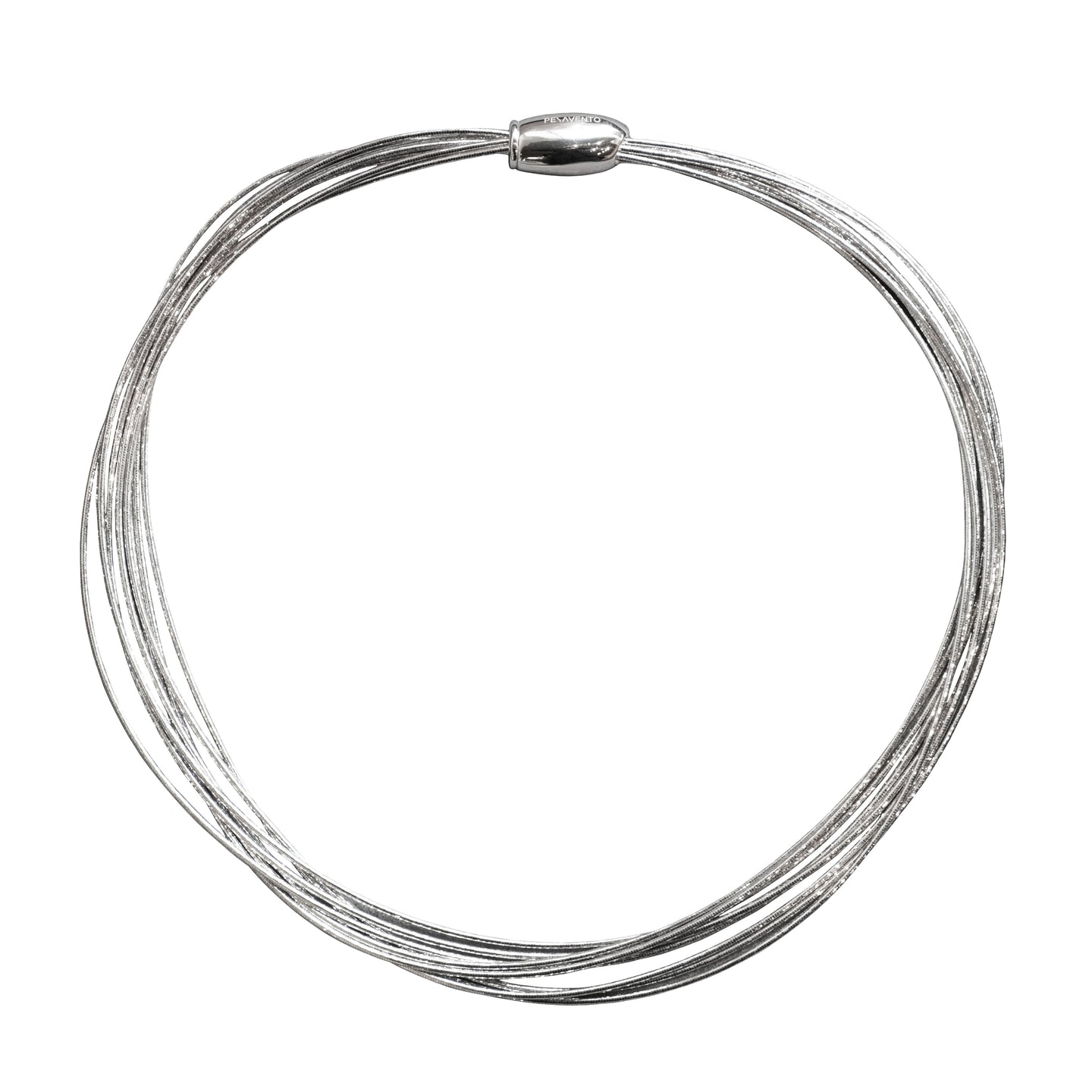 DNA Spring Rhodium Plated Silver Thin Necklace