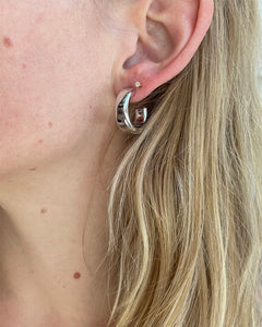 Elegance Rhodium Plated Silver Small Chunky Hoops