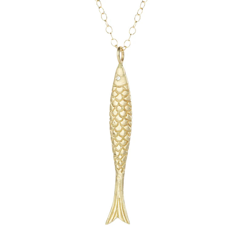 Long Fish Necklace with Diamond