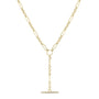 Load image into Gallery viewer, Medium Mixed Paperclip &amp; Rolo Chain with Pave Diamond Toggle Lariat Necklace
