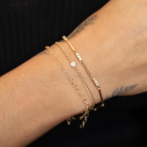 Extra Small Curb Chain Bracelet with Floating Diamond