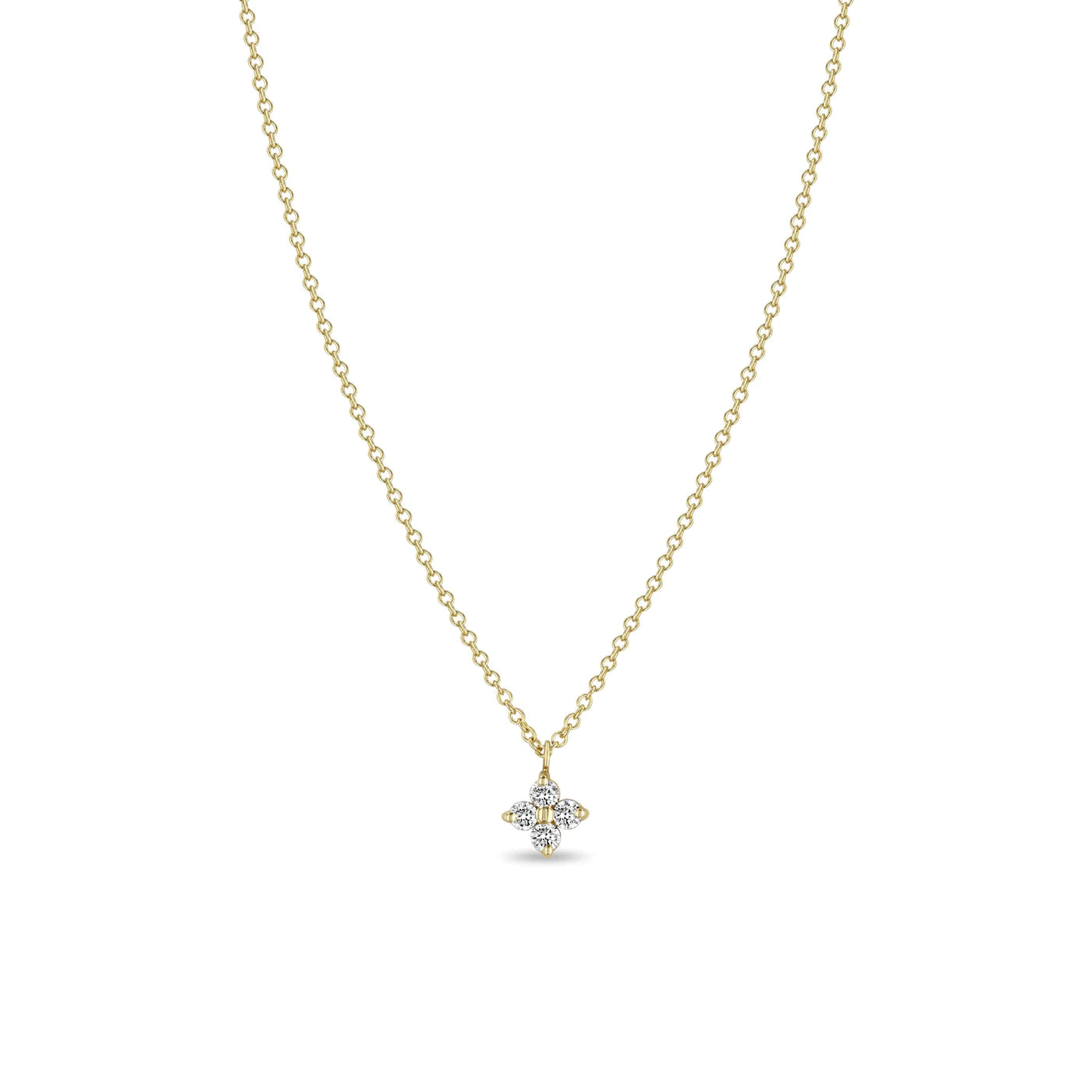 14K Prong Diamond Quad Necklace