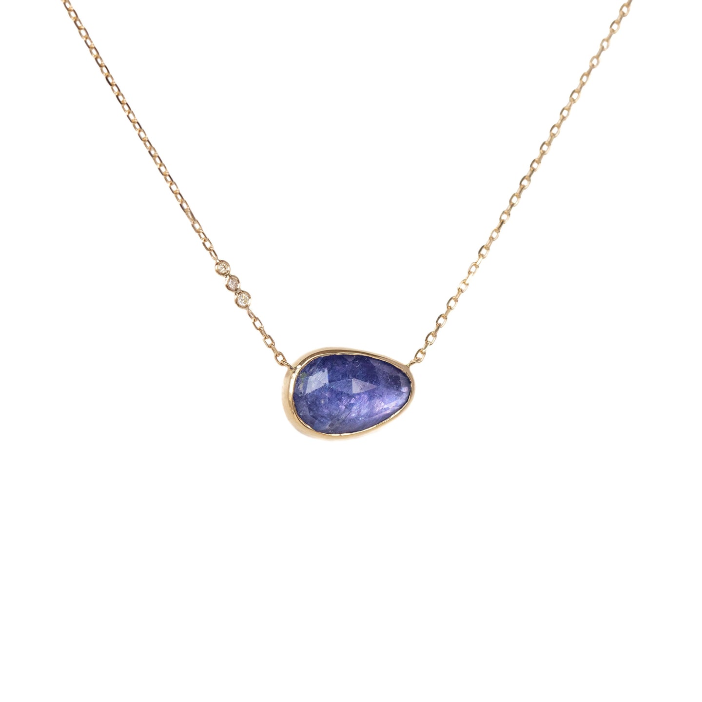 Tanzanite Necklace with 3 Diamonds