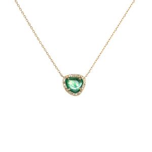 Emerald and Diamond Halo "Stella" Necklace