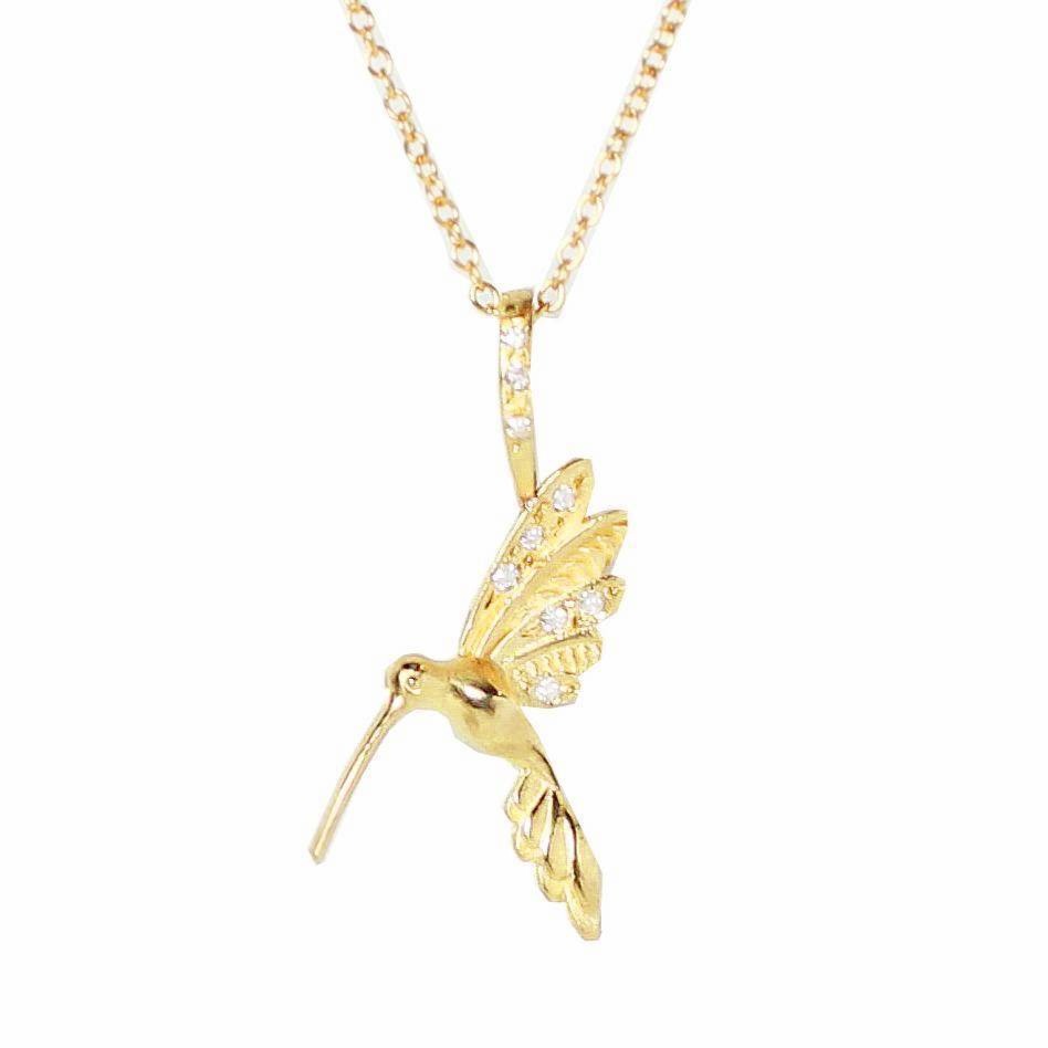 Amazon.com: Jewel Zone US Natural Diamond Accent Beaded Hummingbird Pendant  Necklace in 14K Rose Gold Over Sterling Silver : Clothing, Shoes & Jewelry