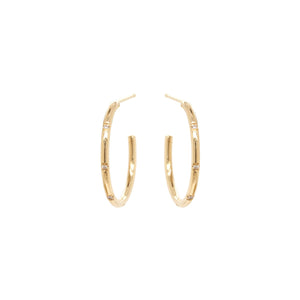 Medium Bead Set Diamond Hoops